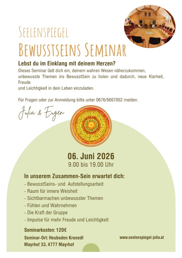 Bewusstseinsseminar Ertl Julia 6.6.26